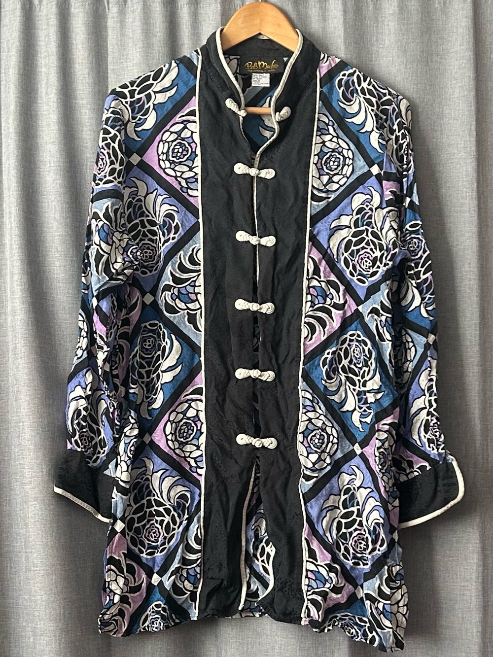 Bob Mackie Silk Frog Closure Tunic